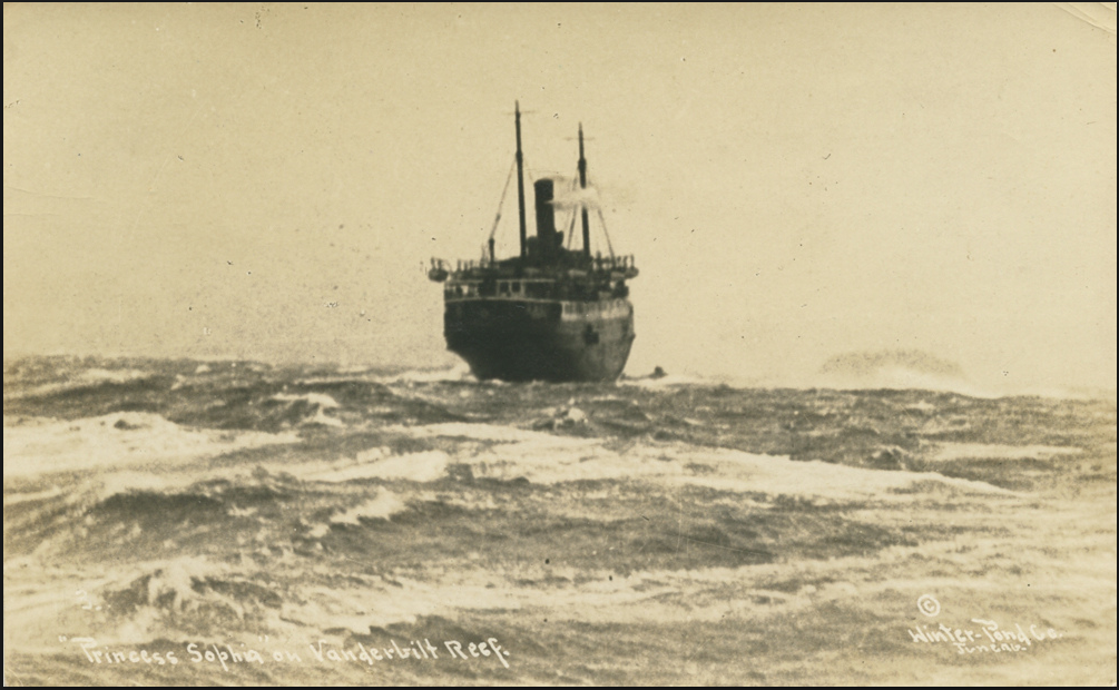 The Princess Sophia stuck on Vanderbilt Reef, October 25, 1918