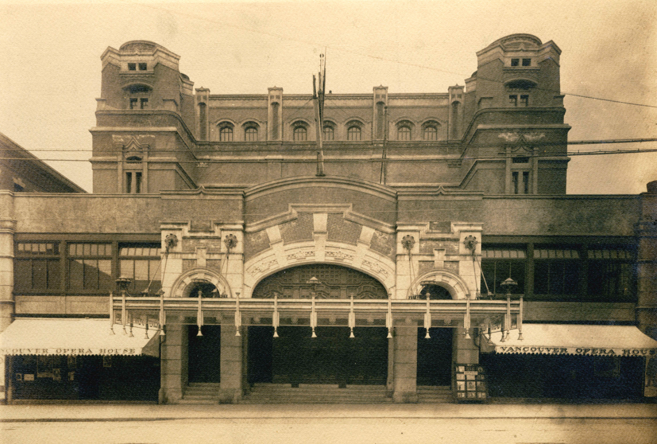 Vancouver Opera House on Granville Street in 1909. Photo courtesy Vancouver Archives 64-2
