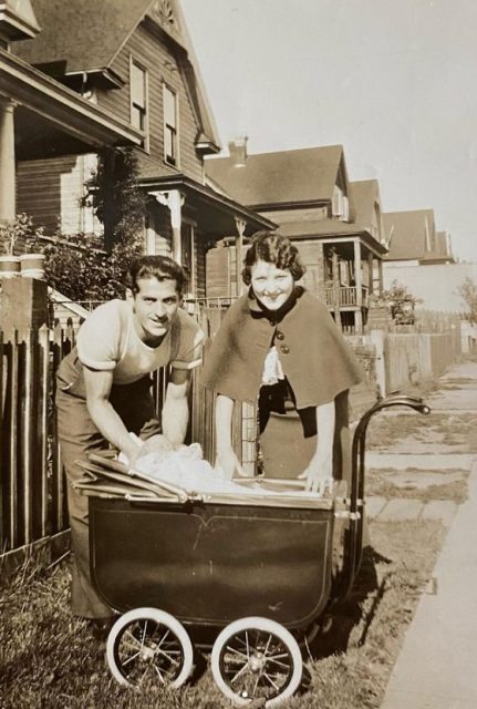 Gillie and Elma and pram